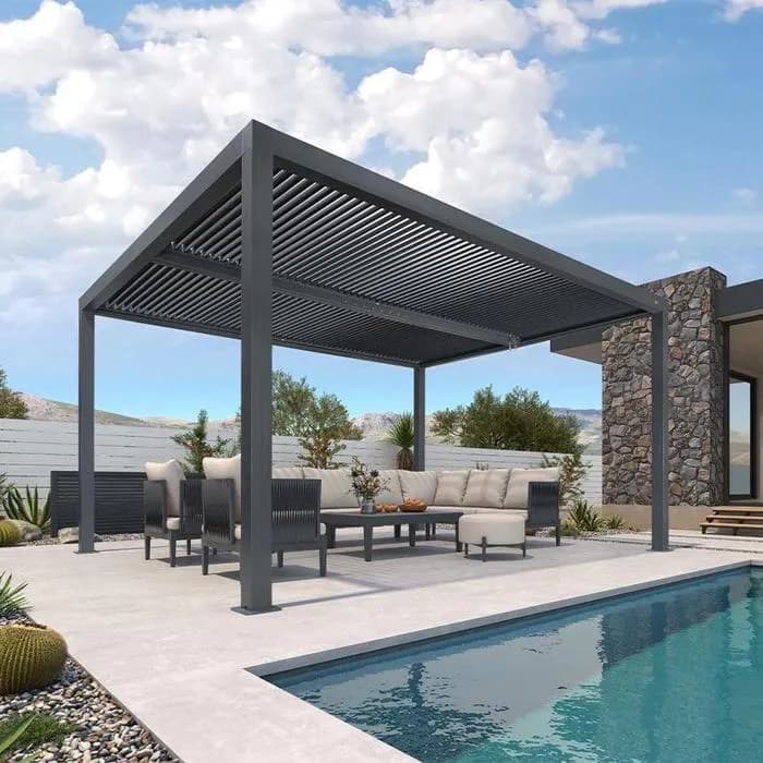 Pergola bioclimatique 5 x 2,5 m, en aluminium Lames Orientables Pour Jardin ou Terrasse